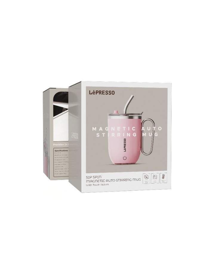 LePRESSO Auto Magnetic Stirring Travel Coffee Mug 420ml / Temperature Display / Type C Charging Port / Durable & Easy to Clean / Mixing Time 30s - Pink - Image 2